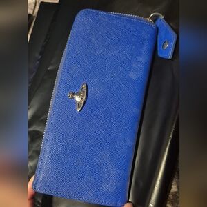 Vivienne Westwood Royal Blue Clutch Wallet with Silver Orb